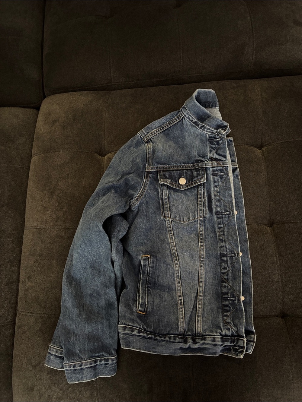 GAP Blue Women’s Denim Jacket with Stand Collar - Picture 3 of 4